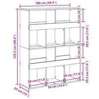 Kamerscherm 100x33x125,5 cm bewerkt hout zwart - thumbnail