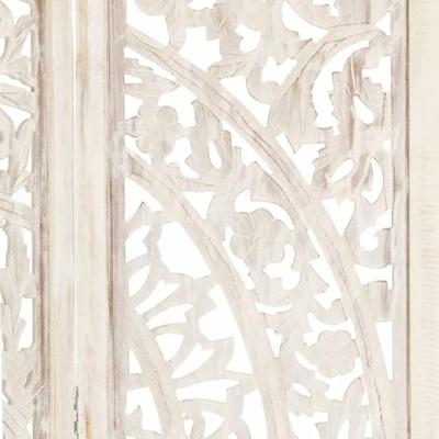 Kamerscherm met 3 panelen handgesneden 120x165 cm mangohout wit