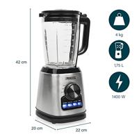 Princess Blender Solid Pro Blender 1400 W RVS, Zwart - thumbnail