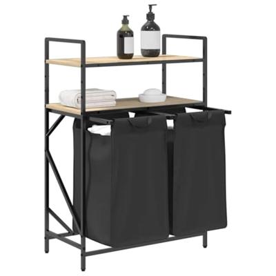 Wasmand 2 vakken met planken sonoma eikenkleurig