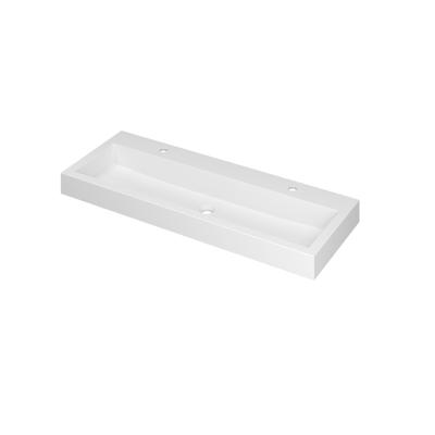 INK® Momento wastafel polystone met 2 kraangaten 120 x 9 x 45 cm, mat wit
