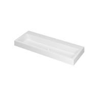 INK® Momento wastafel polystone met 2 kraangaten 120 x 9 x 45 cm, mat wit - thumbnail