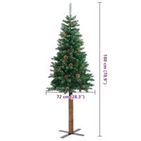 VidaXL Slanke kerstboom groen 180 cm pvc en massief dennenhout - thumbnail
