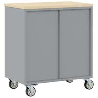 VidaXL Werkbank met plank met wiel zwart en grijs 75 x 45 x 85 cm - thumbnail