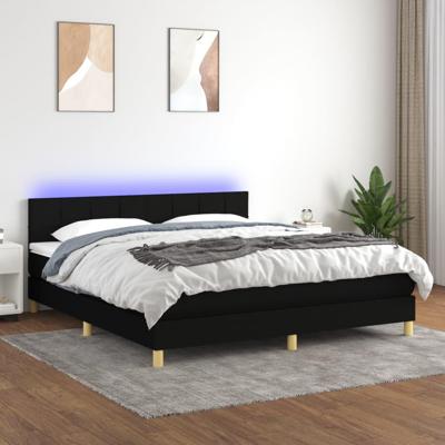 Boxspring met matras en LED stof zwart 180x200 cm