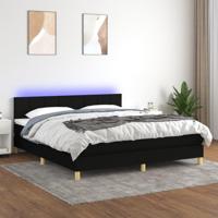 Boxspring met matras en LED stof zwart 180x200 cm - thumbnail