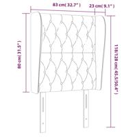 Hoofdbord met randen 83x23x118/128 cm stof donkergrijs - thumbnail