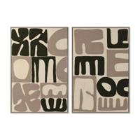 Schilderij Home ESPRIT Groen Beige Abstract Modern (2 Stuks) - thumbnail