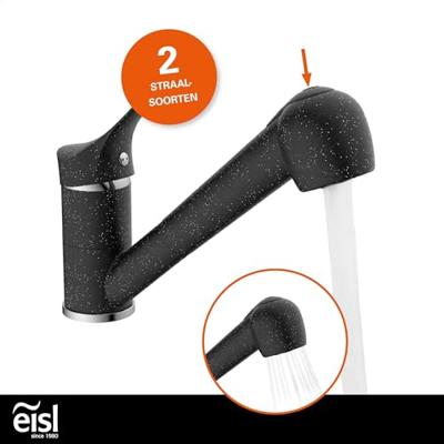 EISL GRANIT mengkraan keuken met sproeier | zwart-chroom - NI183SMCR NI183SMCR