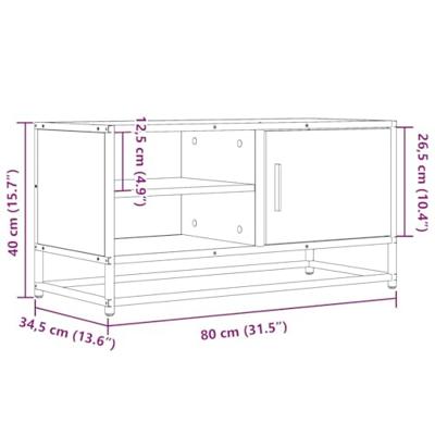 Tv-meubel 80x34,5x40 cm bewerkt hout en metaal zwart Tv-meubel 80x34,5x40 cm bewerkt hout en metaal zwart