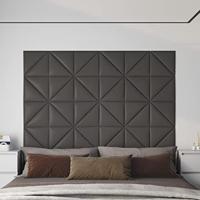 VidaXL Wandpanelen 12 st 0,54 m² 30x30 cm kunstleer grijs - thumbnail