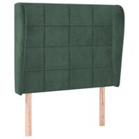Hoofdbord met randen 83x23x118/128 cm fluweel donkergroen - thumbnail