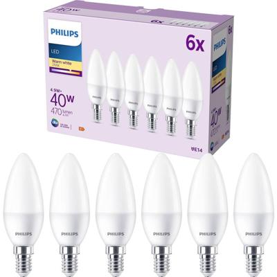 Philips LED 9290035411 LED-lamp Energielabel F (A - G) E14 Kaars 4.9 W = 40 W Warmwit (Ø x l) 35 mm x 106 mm 6 stuk(s)