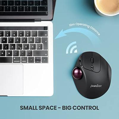 Perixx PERIMICE-717 D Trackball Radiografisch Laser Zwart 7 Toetsen 2000 dpi Ergonomisch, Geïntegreerde trackball