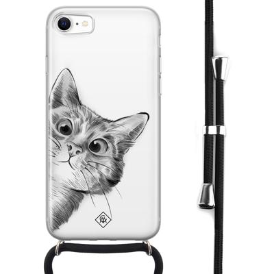 iPhone 8/7 hoesje met koord - Kiekeboe kat iPhone 8/7 hoesje met koord - Kiekeboe kat