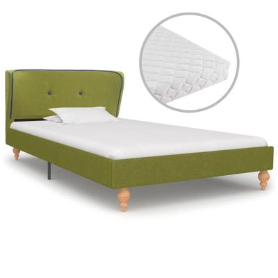 vidaXL Bed met matras stof groen 90x200 cm vidaXL Bed met matras stof groen 90x200 cm