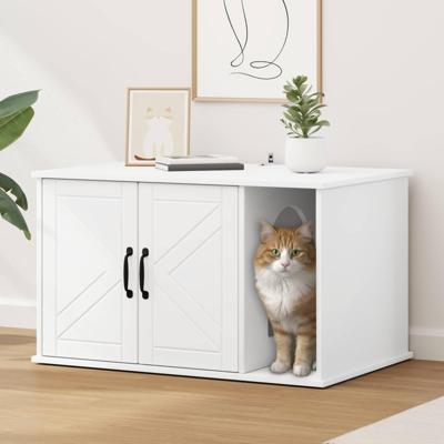 Kattenhuis Wit 85 x 55 x 50 cm Bewerkt hout