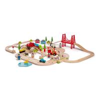 Bigjigs houten weg en treinset platteland, 80dlg. - thumbnail