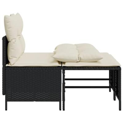 4-delige Loungeset met kussens poly rattan zwart 4-delige Loungeset met kussens poly rattan zwart