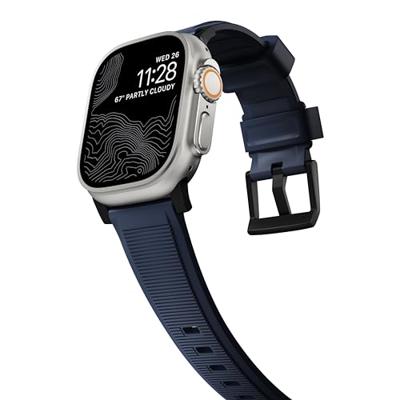 Nomad Rugged Strap Apple Watch (Ultra) 42mm / 44mm / 45mm / 49mm Atlantic Blue Connector Black