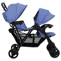Tweeling kinderwagen tandem staal marineblauw - thumbnail