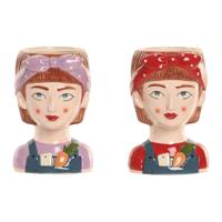 Grondlegger Home ESPRIT Multicolour Keramisch Stads 10 x 9 x 15 cm (2 Stuks) - thumbnail