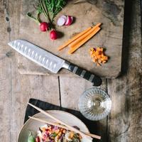 DICK 1905 Santoku gecanneleerde schuine kant mes - thumbnail