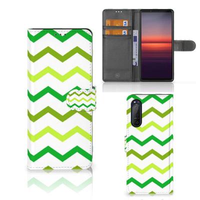 Sony Xperia 5II | Telefoon Hoesje | Zigzag Groen Sony Xperia 5II | Telefoon Hoesje | Zigzag Groen