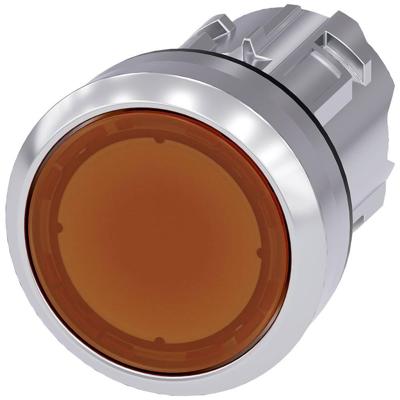 Siemens 3SU10510AB000AA0 3SU1051-0AB00-0AA0 Verlichte druktoets Metalen frontring, Hoogglans, Rond Knop Zilver, Amber 1 stuk(s)