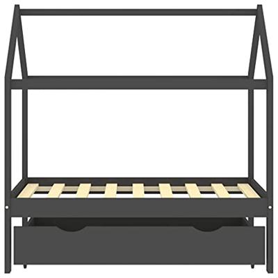 VidaXL Kinderbedframe met lade grenenhout donkergrijs 70x140 cm