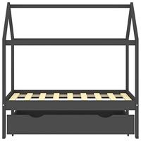 Kinderbedframe met lade grenenhout donkergrijs 70x140 cm - thumbnail