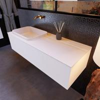 Badkamermeubelset Mondiaz Erin 120 cm met 1 Lade met RIDGE Wastafel Links Talc Zonder Kraangaten Greeploos Mat Carrara - thumbnail