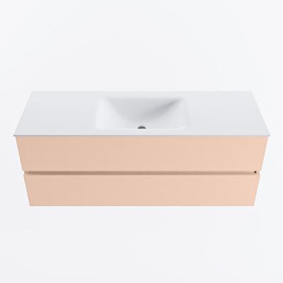 MONDIAZ VICA 130cm badmeubel onderkast Rosee 2 lades. Wastafel CLOUD midden 1 kraangat, kleur Talc.