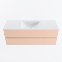 MONDIAZ VICA 130cm badmeubel onderkast Rosee 2 lades. Wastafel CLOUD midden 1 kraangat, kleur Talc. - thumbnail