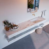 MONDIAZ ALAN-DLUX 200cm planchet Frappe. Vrijhangende wastafel CLOUD rechts zonder kraangat, kleur Frappe. - thumbnail