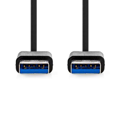 Nedis USB-Kabel | USB 3.2 Gen 1 | USB-A Male | USB-A Male | 5 Gbps | Vernikkeld | 2.00 m | Rond | PVC | Zwart | Doos - CCGB61000BK20