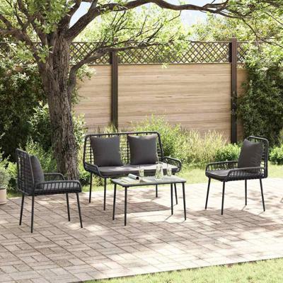 Tuin Eetset met kussen 3 pcs Zwart, Antraciet 109 x 63 x 83 cm