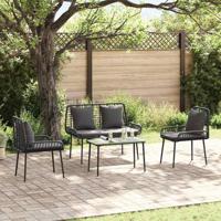 Tuin Eetset met kussen 3 pcs Zwart, Antraciet 109 x 63 x 83 cm - thumbnail