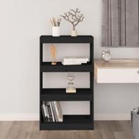 Boekenkast/kamerscherm 60x30x103,5 cm massief grenenhout zwart - thumbnail