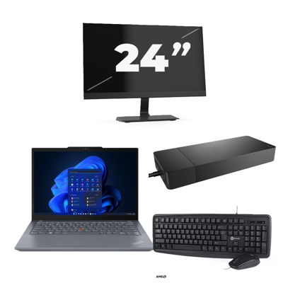 Lenovo ThinkPad X13 - AMD Ryzen 3 PRO 4450U - 13 inch - 8GB RAM - 256GB SSD - Windows 11 Home + 1x 24 inch Monitor