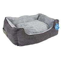duvoplus, Rechthoekige Corduroy Ash-mand, L – 80 x 60 x 24 cm blauw/zwart, super comfortabel, afneembaar kussen, PP-vulling, Tweed-stof met zacht flanellen oppervlak, brede comfortabele rand - thumbnail