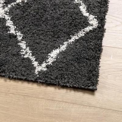 Vloerkleed shaggy hoogpolig modern 240x240 cm zwart en crme - thumbnail