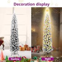 Kunstkerstboom met sneeuw smal 240 cm PVC groen - thumbnail