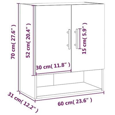 Wandkast 60x31x70 cm bewerkt hout wit - thumbnail