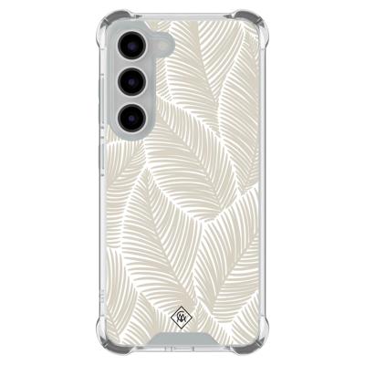 Samsung Galaxy S23 shockproof hoesje - Palmy leaves beige Samsung Galaxy S23 shockproof hoesje - Palmy leaves beige