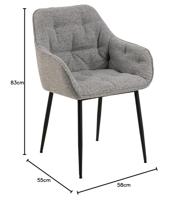 Sohome Eetkamerstoel 'Milly' Bouclé, kleur Grijs - thumbnail