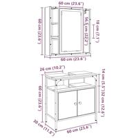 Badkamermeubelset 2 pcs Bruin 60 x 30 x 60 cm Bewerkt hout - thumbnail