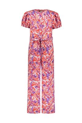 B.Nosy zomer jumpsuit meisjes - rood/paars AOP - riem - Pallas