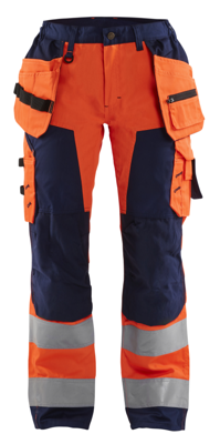 Blåkläder Dames werkbroek High-Vis met spijkerzakken 71561811 | High-Vis Oranje/Marineblauw | Maat 48 - 7330509502877