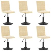 Eetkamerstoelen draaibaar 6 st fluweel crèmekleurig - thumbnail
